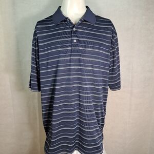 PGA Tour Navy Blue & White Golf Shirt Men's Size XL
